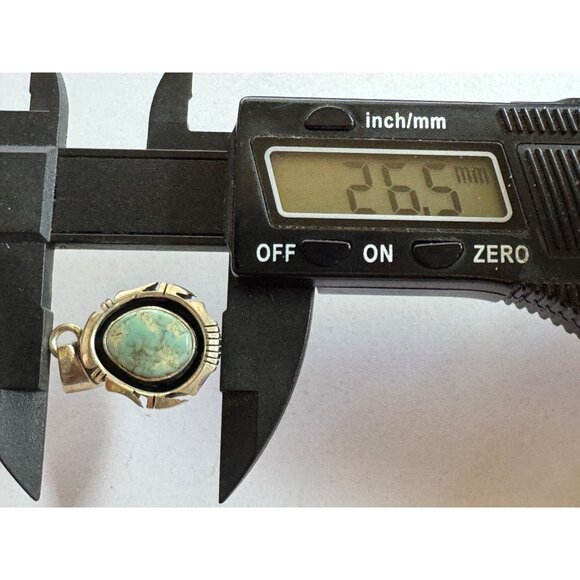 26.5mm DD 925 Sterling Silver Slide Closure Pendant w/ Turquoise like Gemstone - Picture 4 of 7